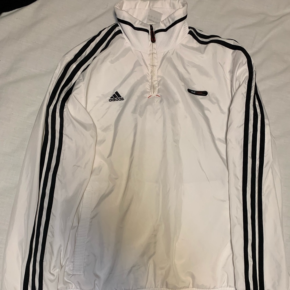 Adidas White Windbreaker Pullover